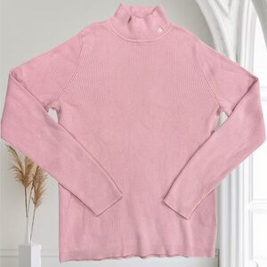 Ralph Lauren Pink Ribbed Turtleneck Sweater Vintage Size Large